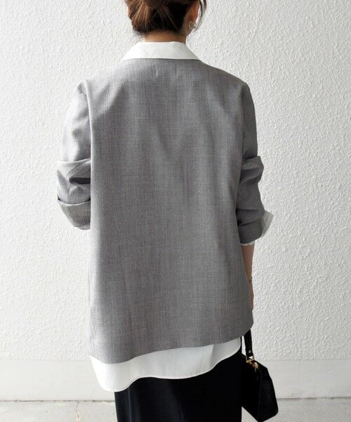 SHIPS / シップス ノーカラージャケット | SHIPS any:〈洗濯機可能〉ウーステッド Vネック ノーカラー ジャケット | 詳細6