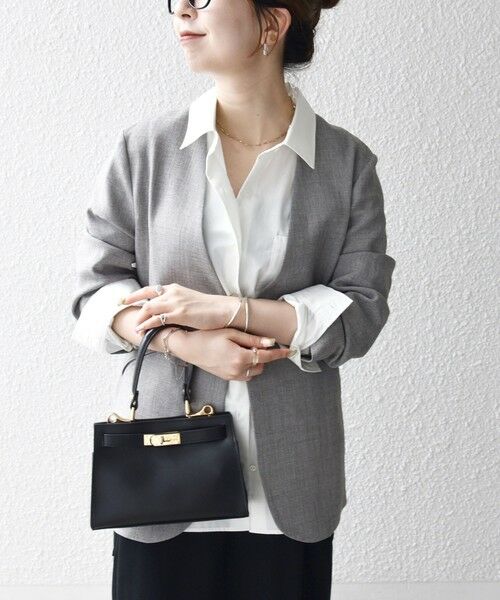 SHIPS / シップス ノーカラージャケット | SHIPS any:〈洗濯機可能〉ウーステッド Vネック ノーカラー ジャケット | 詳細9