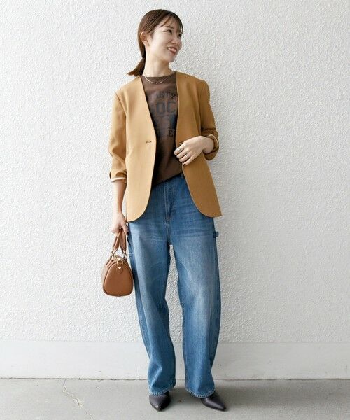 SHIPS / シップス ノーカラージャケット | SHIPS any:〈洗濯機可能〉ウーステッド Vネック ノーカラー ジャケット | 詳細18