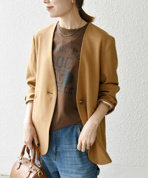 SHIPS / シップス ノーカラージャケット | SHIPS any:〈洗濯機可能〉ウーステッド Vネック ノーカラー ジャケット | 詳細21