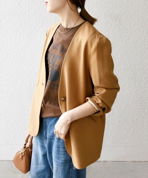 SHIPS / シップス ノーカラージャケット | SHIPS any:〈洗濯機可能〉ウーステッド Vネック ノーカラー ジャケット | 詳細22