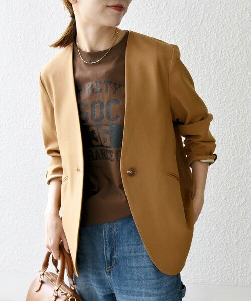 SHIPS / シップス ノーカラージャケット | SHIPS any:〈洗濯機可能〉ウーステッド Vネック ノーカラー ジャケット | 詳細24