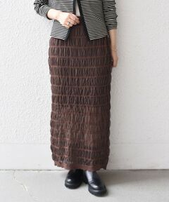 SHIPS / シップス ロング・マキシ丈スカート | SHIPS Colors:シャーリング ニット タイト スカート