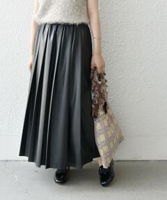 SHIPS / シップス ロング・マキシ丈スカート | SHIPS Colors:合成皮革 ワイド プリーツ スカート◇