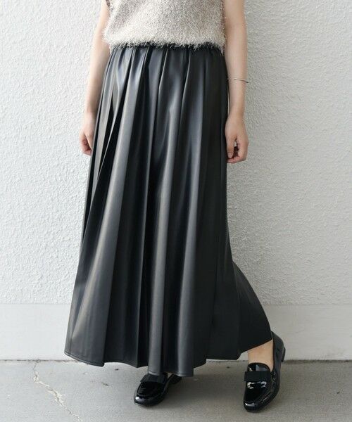 SHIPS / シップス ロング・マキシ丈スカート | SHIPS Colors:合成皮革 ワイド プリーツ スカート◇ | 詳細4