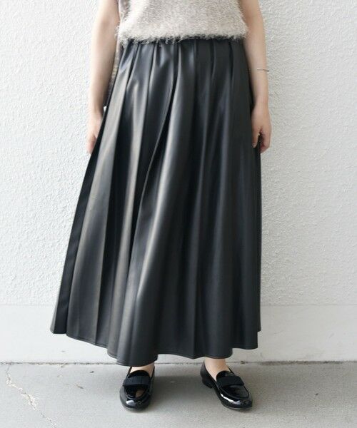SHIPS / シップス ロング・マキシ丈スカート | SHIPS Colors:合成皮革 ワイド プリーツ スカート◇ | 詳細5