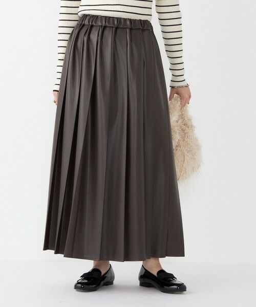 SHIPS / シップス ロング・マキシ丈スカート | SHIPS Colors:合成皮革 ワイド プリーツ スカート◇ | 詳細22