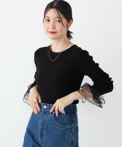 SHIPS / シップス ニット・セーター | SHIPS Colors:〈手洗い可能〉チュール スリーブ リブ ニット◇