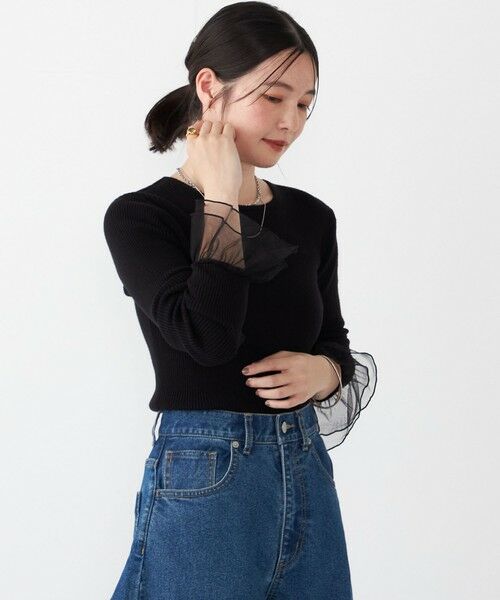 SHIPS / シップス ニット・セーター | SHIPS Colors:〈手洗い可能〉チュール スリーブ リブ ニット◇ | 詳細27