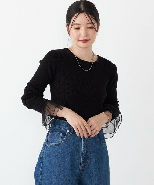 SHIPS / シップス ニット・セーター | SHIPS Colors:〈手洗い可能〉チュール スリーブ リブ ニット◇ | 詳細28