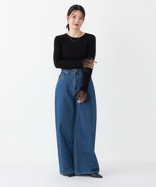 SHIPS / シップス ニット・セーター | SHIPS Colors:〈手洗い可能〉チュール スリーブ リブ ニット◇ | 詳細30