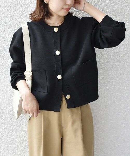 SHIPS / シップス カーディガン・ボレロ | 《一部追加予約》SHIPS Colors:〈手洗い可能〉メタルボタン クルーネック カーディガン◆(ブラック)