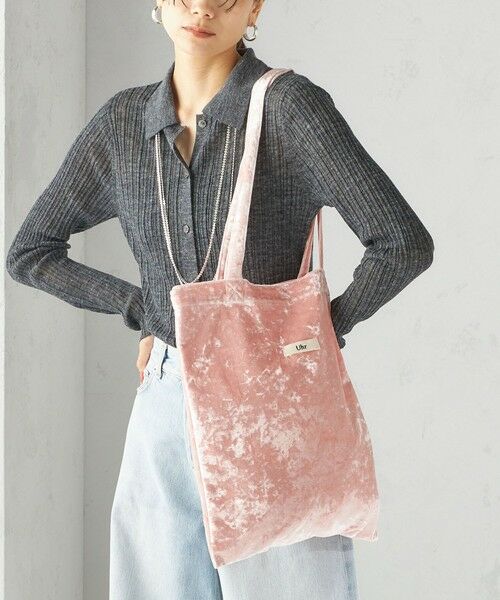 SHIPS / シップス トートバッグ | 【SHIPS別注/PINK RIBBONチャリティー】Uhr: ポリエステル ベロア トート バッグ | 詳細1
