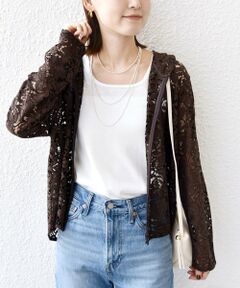 SHIPS / シップス パーカー | 〈手洗い可能〉レース ジップアップ パーカ