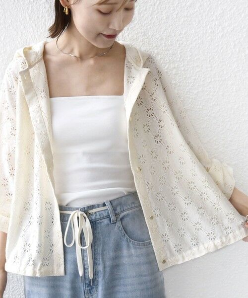 SHIPS / シップス シャツ・ブラウス | 【WEB限定】〈手洗い可能〉レース フード シャツ 羽織 | 詳細14