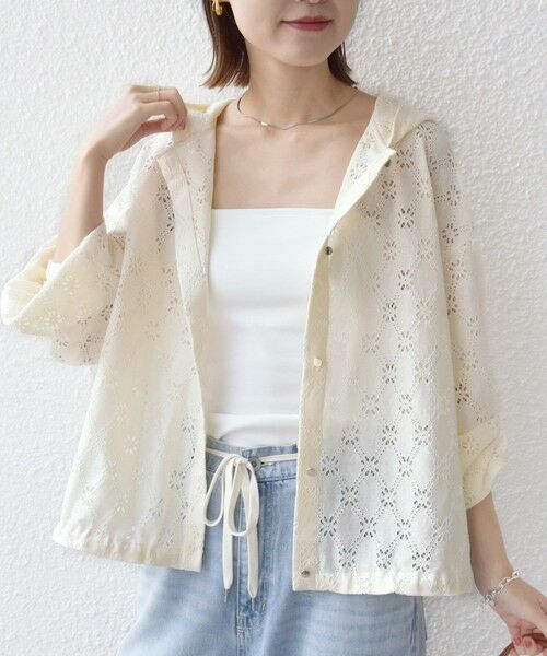 SHIPS / シップス シャツ・ブラウス | 【WEB限定】〈手洗い可能〉レース フード シャツ 羽織 | 詳細15