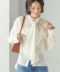 SHIPS / シップス シャツ・ブラウス | 〈手洗い可能〉シアー リボン タイ ブラウス