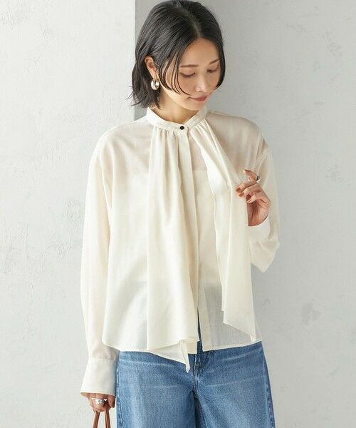 SHIPS / シップス シャツ・ブラウス | 〈手洗い可能〉シアー リボン タイ ブラウス | 詳細10