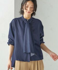 SHIPS / シップス シャツ・ブラウス | 〈手洗い可能〉デニム ライク リボン タイ ブラウス