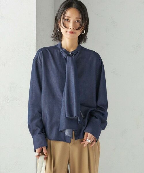 SHIPS / シップス シャツ・ブラウス | 〈手洗い可能〉デニム ライク リボン タイ ブラウス | 詳細12
