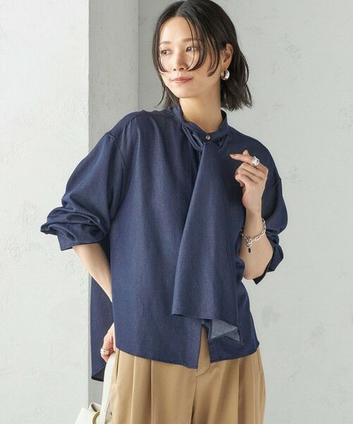 SHIPS / シップス シャツ・ブラウス | 〈手洗い可能〉デニム ライク リボン タイ ブラウス | 詳細13