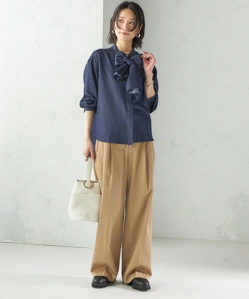 SHIPS / シップス シャツ・ブラウス | 〈手洗い可能〉デニム ライク リボン タイ ブラウス | 詳細15
