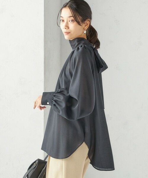 SHIPS / シップス シャツ・ブラウス | 〈手洗い可能〉ウール混 シアー ボイル リボン ブラウス | 詳細30