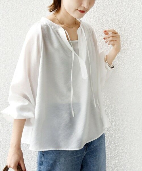 SHIPS / シップス シャツ・ブラウス | 〈手洗い可能〉シアー タンブラー デザイン ギャザー ブラウス | 詳細9