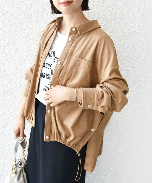 SHIPS / シップス シャツ・ブラウス | 〈手洗い可能〉ポリエステル スエード 裾 ドロスト シャツ 羽織 | 詳細24