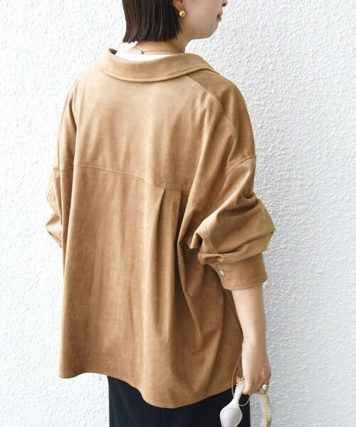 SHIPS / シップス シャツ・ブラウス | 〈手洗い可能〉ポリエステル スエード 裾 ドロスト シャツ 羽織 | 詳細25