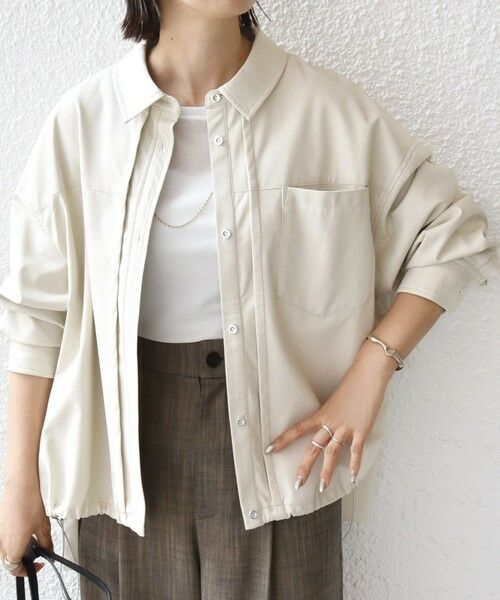 SHIPS / シップス シャツ・ブラウス | 【WEB限定】〈手洗い可能〉合成皮革 裾 ドロスト シャツ 羽織 | 詳細9