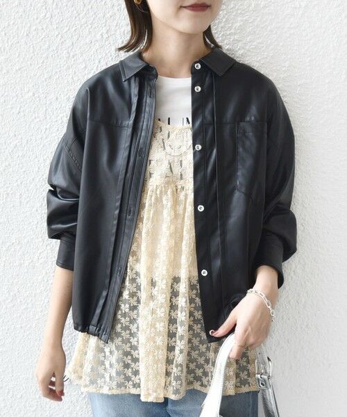 SHIPS / シップス シャツ・ブラウス | 【WEB限定】〈手洗い可能〉合成皮革 裾 ドロスト シャツ 羽織 | 詳細20