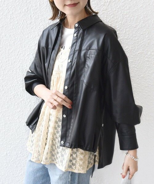 SHIPS / シップス シャツ・ブラウス | 【WEB限定】〈手洗い可能〉合成皮革 裾 ドロスト シャツ 羽織 | 詳細21