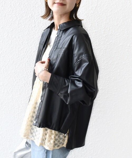 SHIPS / シップス シャツ・ブラウス | 【WEB限定】〈手洗い可能〉合成皮革 裾 ドロスト シャツ 羽織 | 詳細22