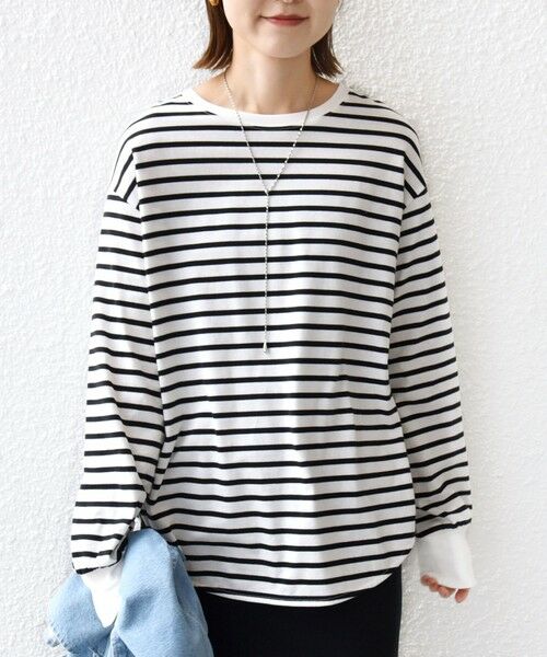 SHIPS / シップス カットソー（半袖以外） | コットン 天竺 ラウンド ヘム 袖 リブ カットソー | 詳細10