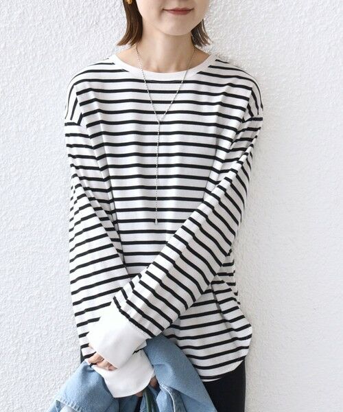 SHIPS / シップス カットソー（半袖以外） | コットン 天竺 ラウンド ヘム 袖 リブ カットソー | 詳細11