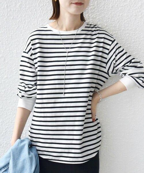 SHIPS / シップス カットソー（半袖以外） | コットン 天竺 ラウンド ヘム 袖 リブ カットソー | 詳細6