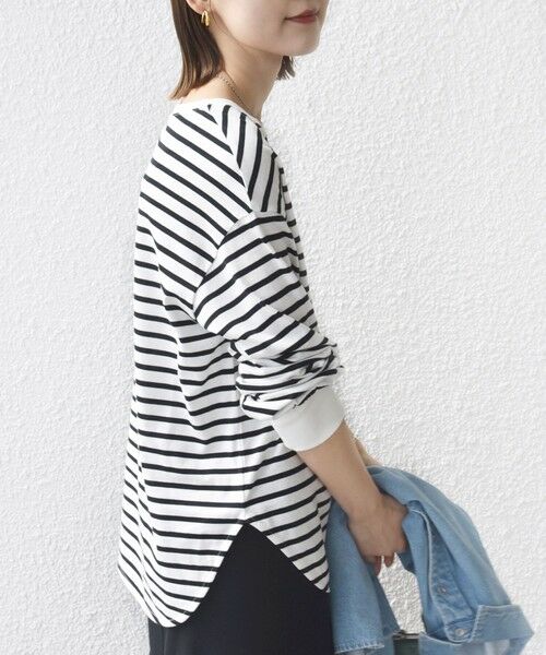 SHIPS / シップス カットソー（半袖以外） | コットン 天竺 ラウンド ヘム 袖 リブ カットソー | 詳細8