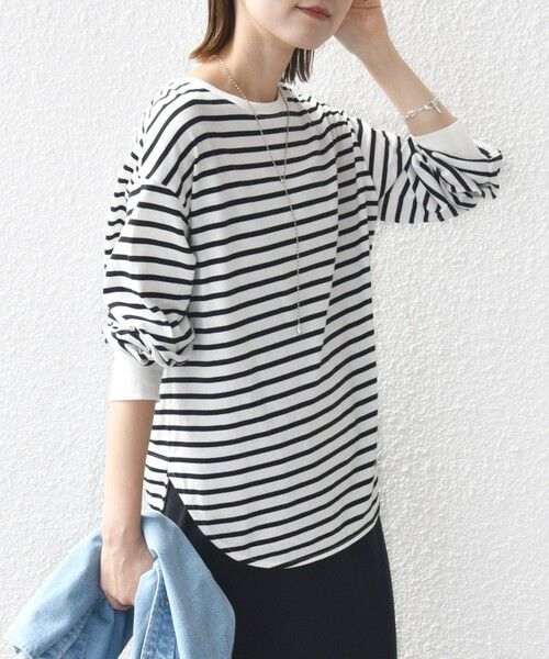 SHIPS / シップス カットソー（半袖以外） | コットン 天竺 ラウンド ヘム 袖 リブ カットソー | 詳細9