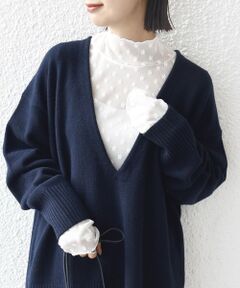 SHIPS / シップス Tシャツ | 〈手洗い可能〉フラワー チュール ハイネック プルオーバー