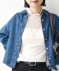 SHIPS / シップス Tシャツ | 〈手洗い可能〉フラワー チュール ハイネック プルオーバー