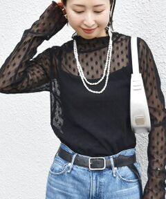 SHIPS / シップス Tシャツ | 〈手洗い可能〉フラワー チュール ハイネック プルオーバー