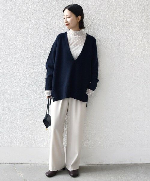 SHIPS / シップス Tシャツ | 〈手洗い可能〉フラワー チュール ハイネック プルオーバー | 詳細1