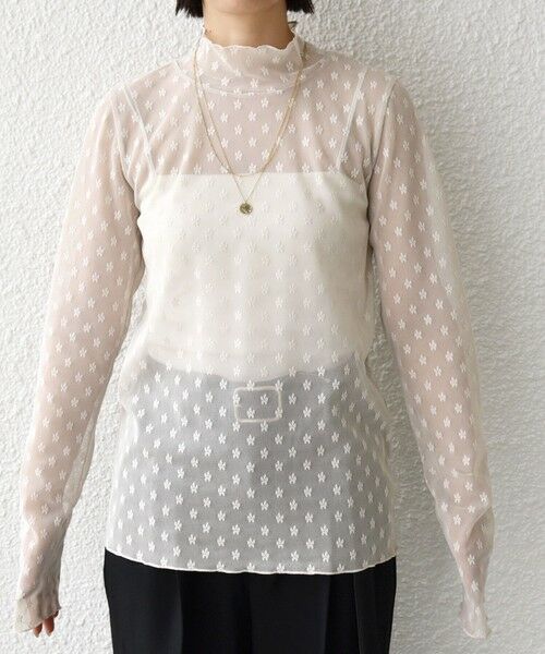 SHIPS / シップス Tシャツ | 〈手洗い可能〉フラワー チュール ハイネック プルオーバー | 詳細16