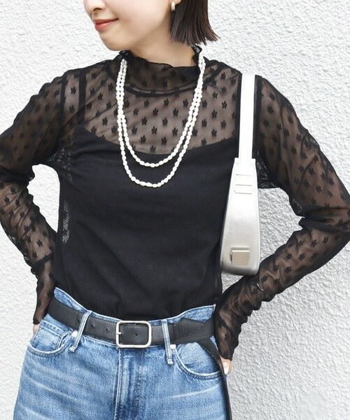 SHIPS / シップス Tシャツ | 〈手洗い可能〉フラワー チュール ハイネック プルオーバー | 詳細23