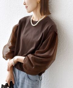 SHIPS / シップス カットソー（半袖以外） | 《一部追加予約》【WEB限定】〈手洗い可能〉シアー コンビ 裾 ドロスト プルオーバー