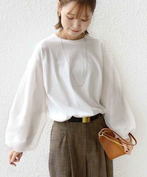 SHIPS / シップス カットソー（半袖以外） | 《一部追加予約》【WEB限定】〈手洗い可能〉シアー コンビ 裾 ドロスト プルオーバー | 詳細11