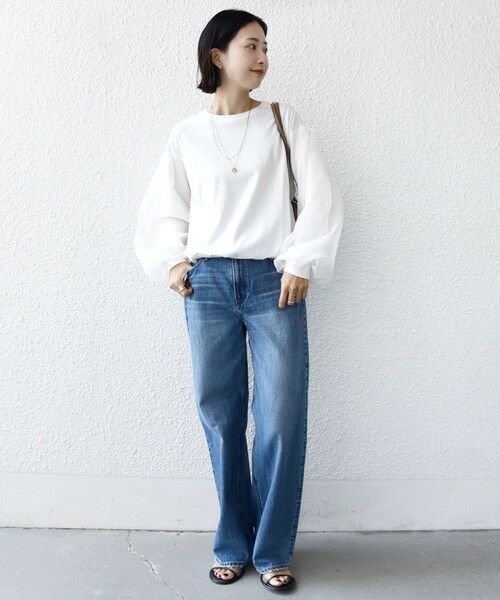 SHIPS / シップス カットソー（半袖以外） | 《一部追加予約》【WEB限定】〈手洗い可能〉シアー コンビ 裾 ドロスト プルオーバー | 詳細12