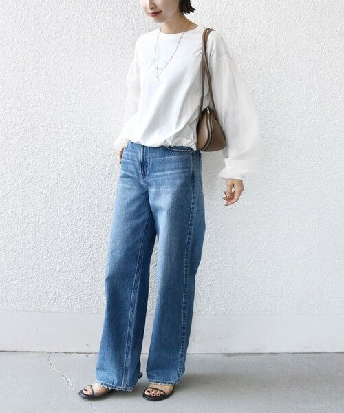 SHIPS / シップス カットソー（半袖以外） | 《一部追加予約》【WEB限定】〈手洗い可能〉シアー コンビ 裾 ドロスト プルオーバー | 詳細13