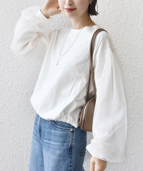 SHIPS / シップス カットソー（半袖以外） | 《一部追加予約》【WEB限定】〈手洗い可能〉シアー コンビ 裾 ドロスト プルオーバー | 詳細17